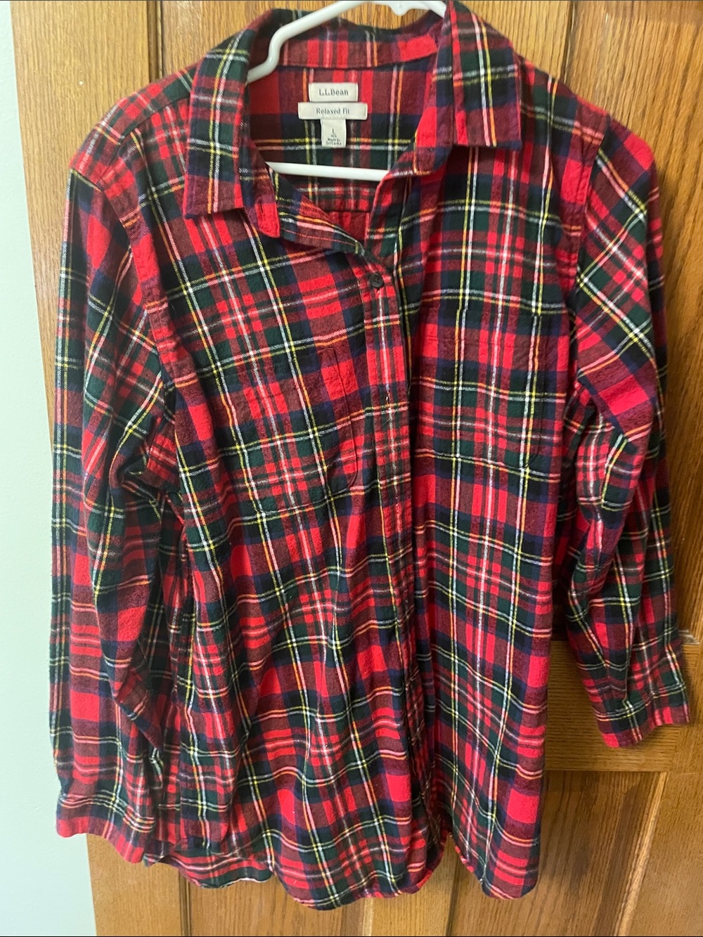 L.L. Bean Red Black and Yellow Plaid Flannel Shirt